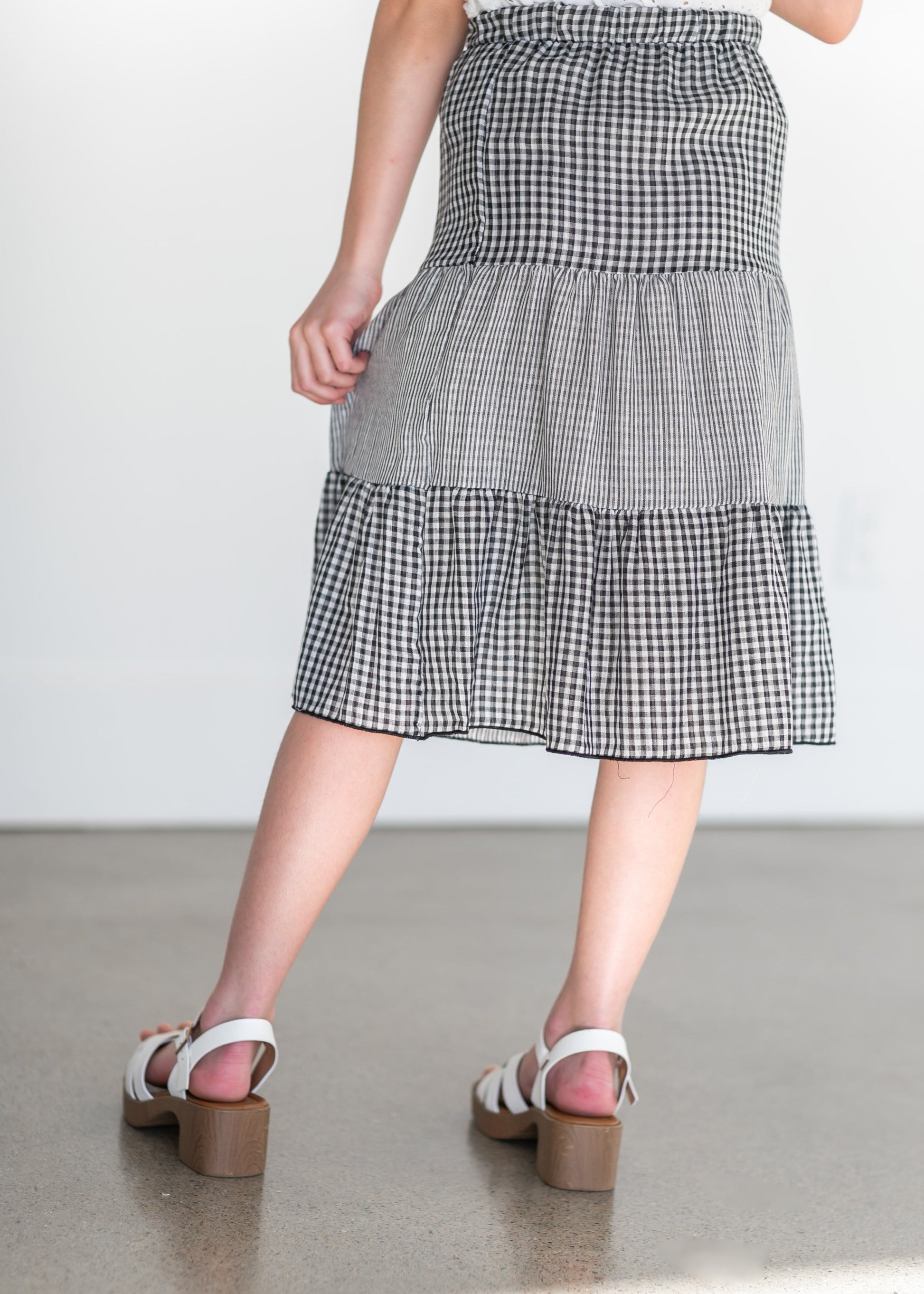 Girl's Plaid Tiered Midi Skirt Girls