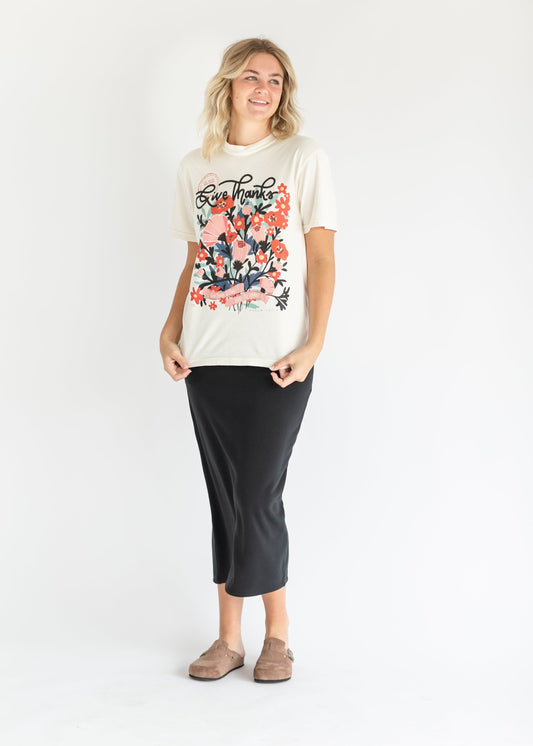 Give Thanks to Him Floral Graphic Tee FF Tops