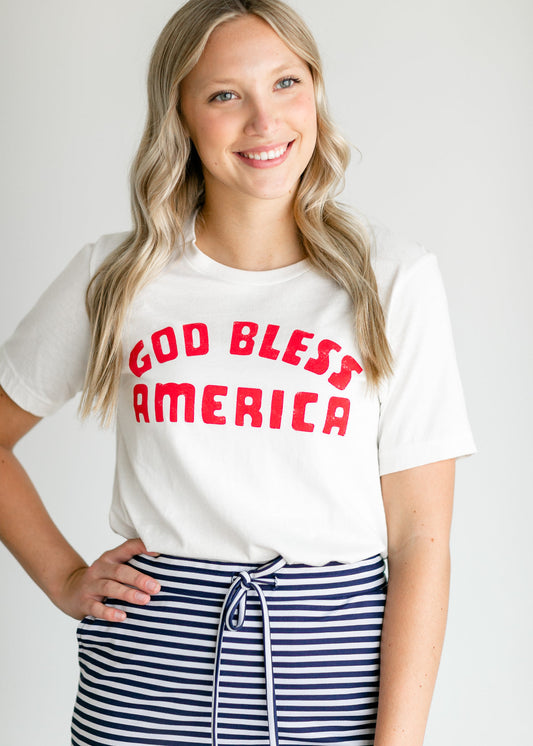 God Bless America Graphic T-shirt Tops