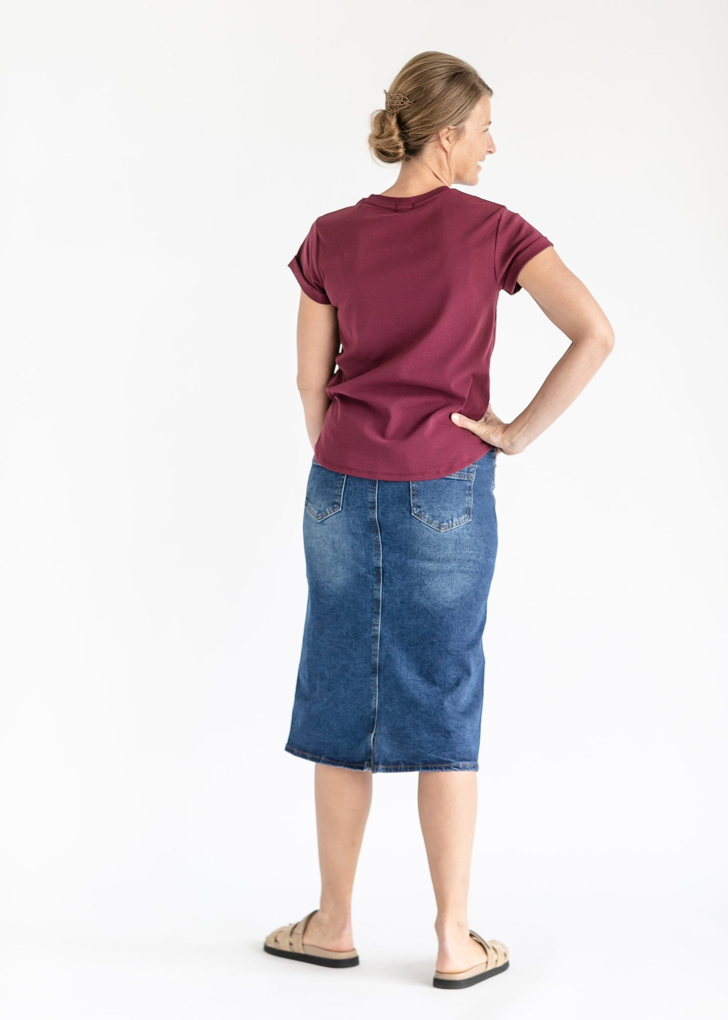 Greta Medium Wash Midi Denim Skirt IC Skirts