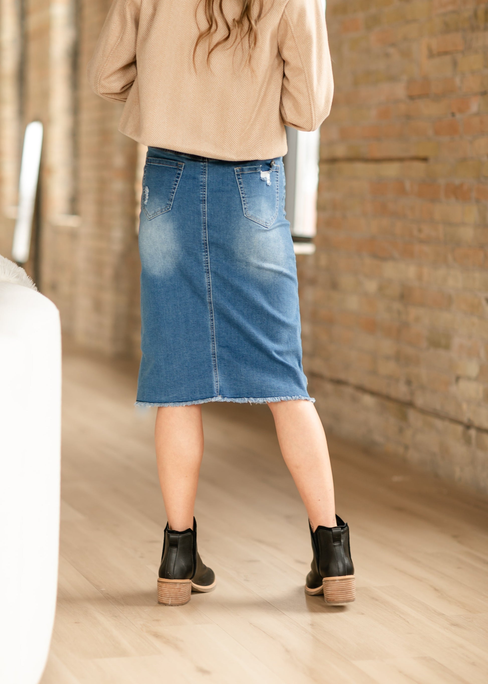 Hadley High Rise Denim Midi Skirt IC Skirts