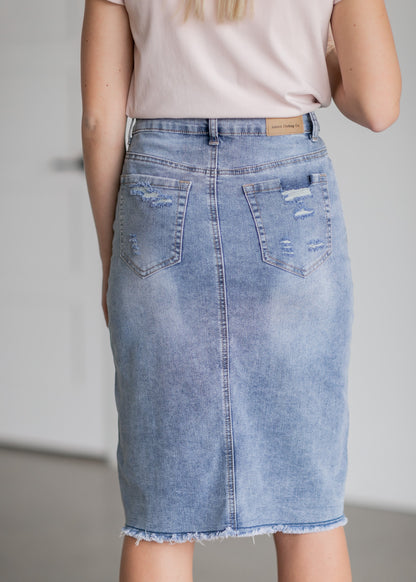 Hadley High Rise Denim Midi Skirt Skirts