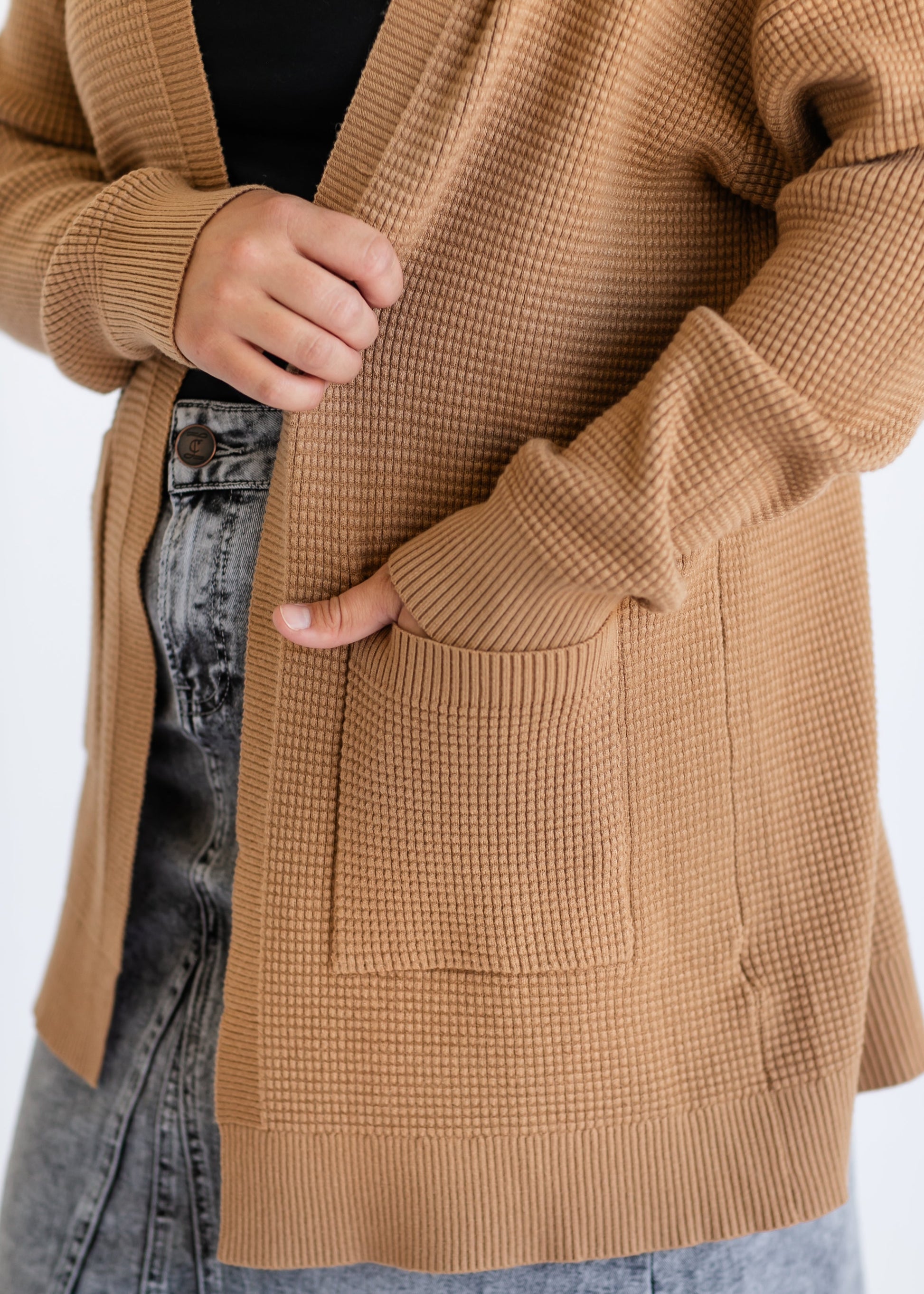 Heavy Weight Waffle Open Cardigan FF Layering Essentials