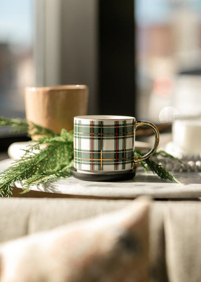 Holiday Plaid Gold Handle Mug Gifts