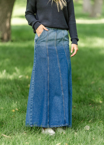 Holly Paneled Denim Maxi Skirt IC Skirts