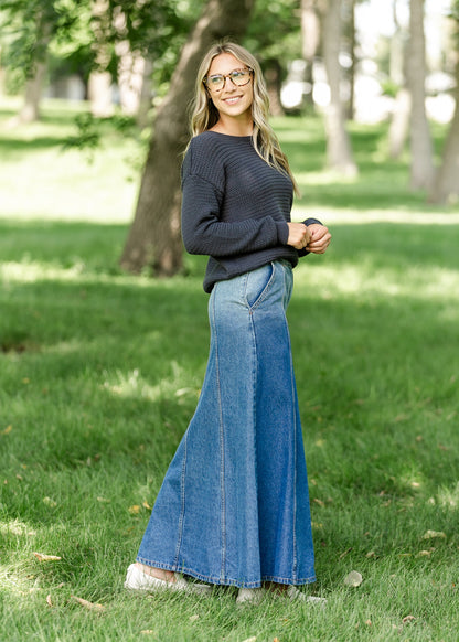 Holly Paneled Denim Maxi Skirt IC Skirts