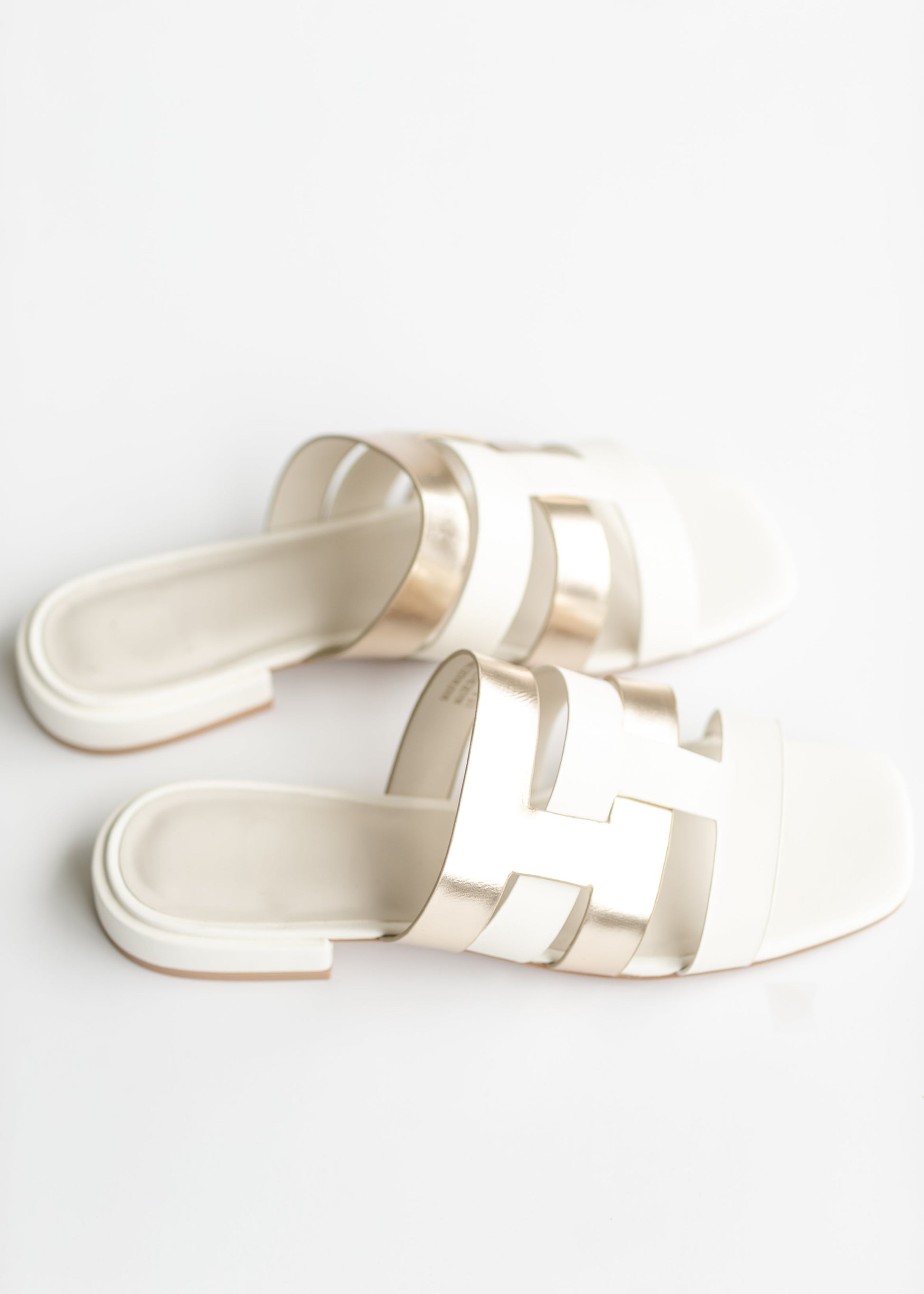 Ivory and Gold Cutout Sandals Shoes