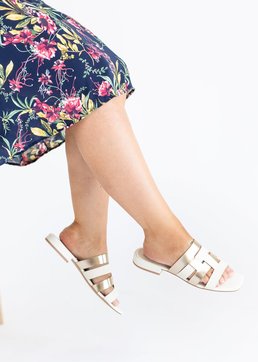 Ivory and Gold Cutout Sandals Shoes