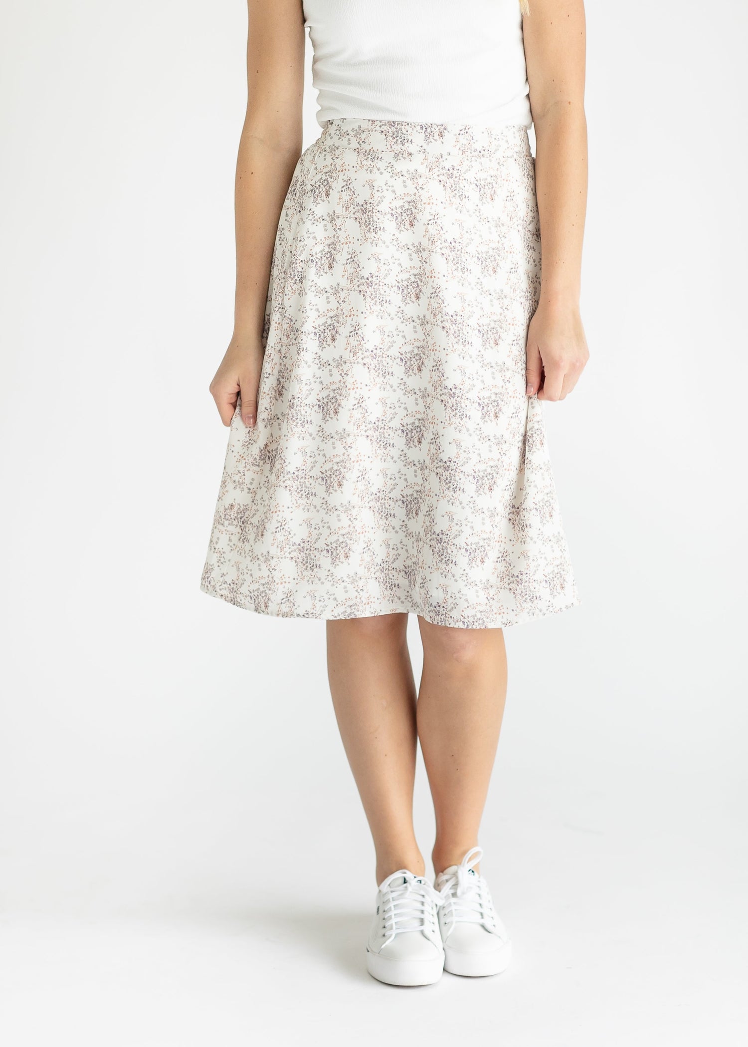 Ivory Floral Midi Slip Skirt FF Skirts