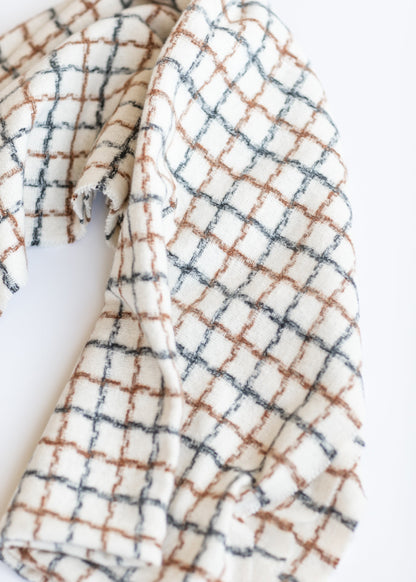 Ivory Minimal Windowpane Scarf Accessories