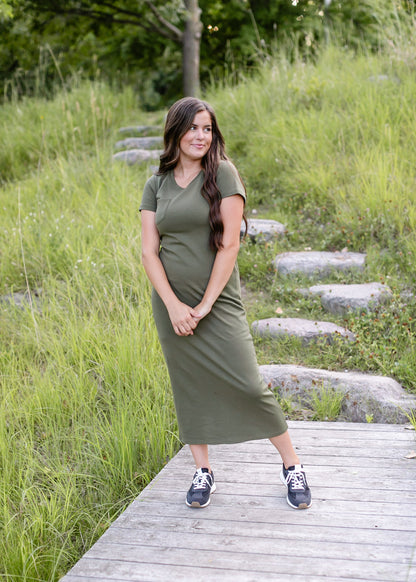 Jane T-Shirt Maxi Dress IC Dresses Olive / XS