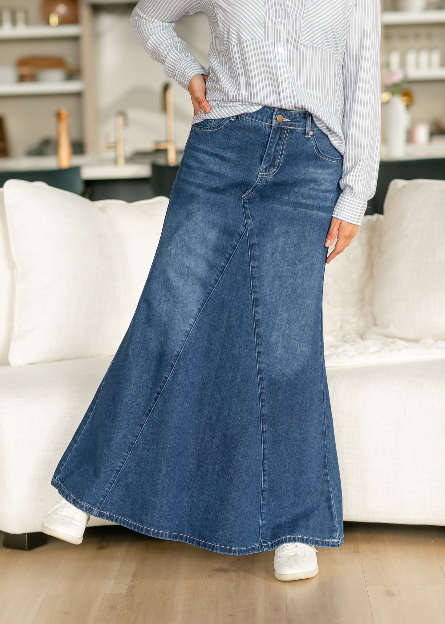 Jennifer A-Line Long Denim Skirt IC Skirts