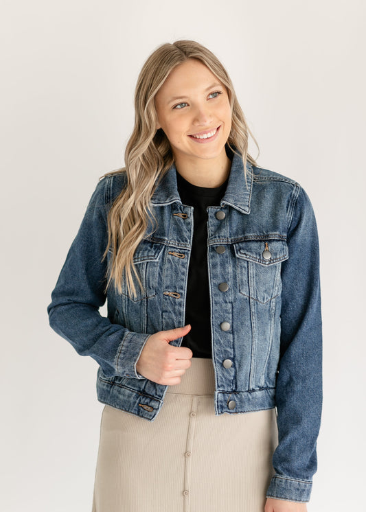 Julia Dark Wash Denim Jacket FF Tops