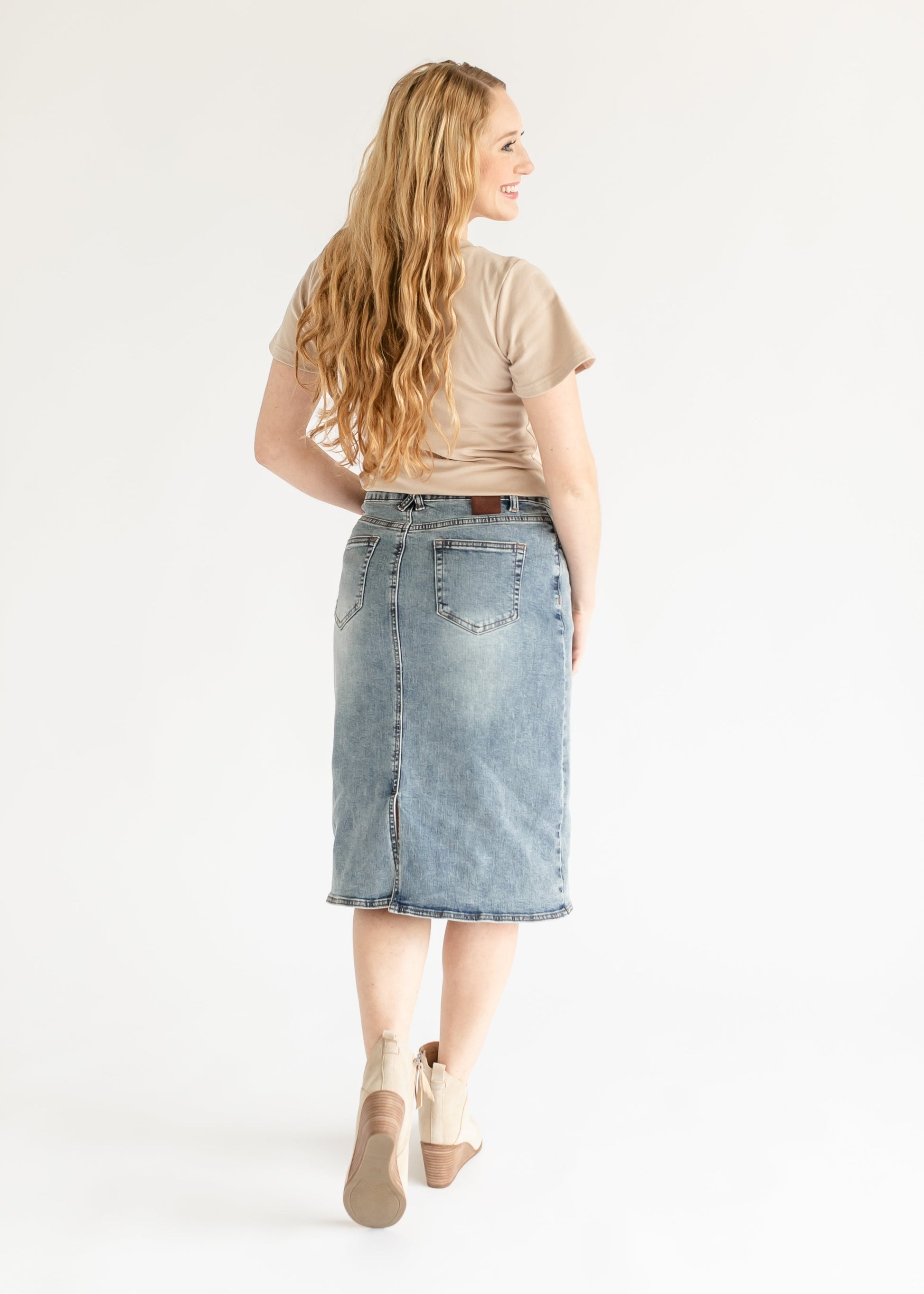 Kaitty Vintage Wash Midi Skirt IC Skirts