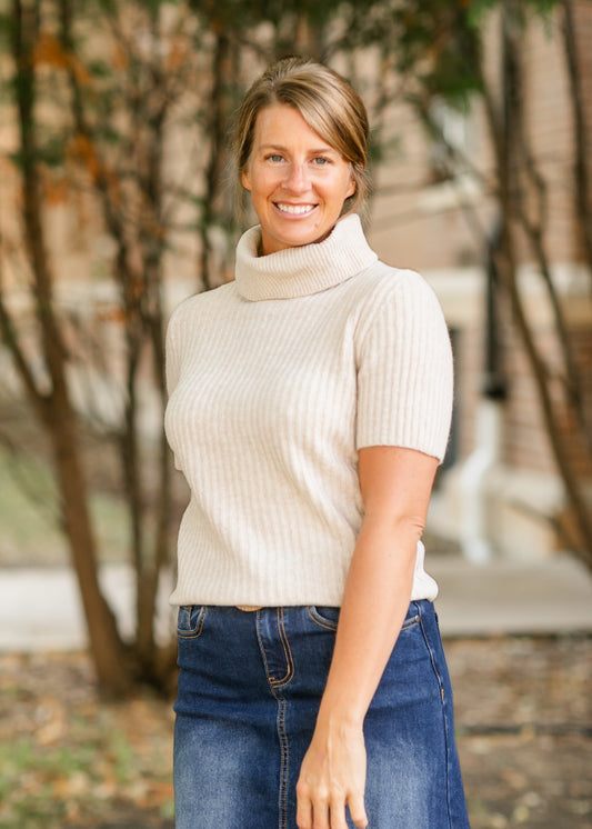 Kinley Turtleneck Short Sleeve Sweater FF Tops