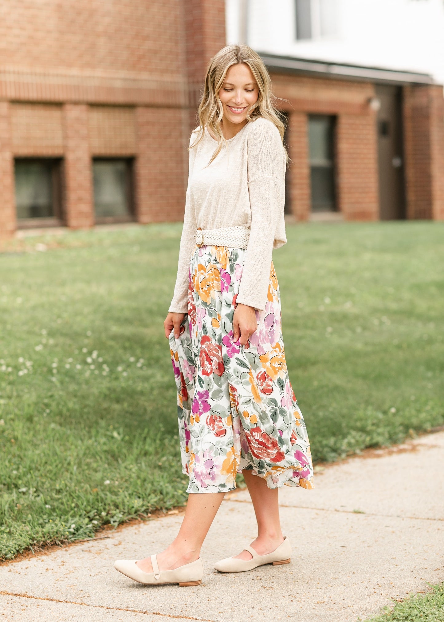 Knit Cream Drop Shoulder Top FF Tops