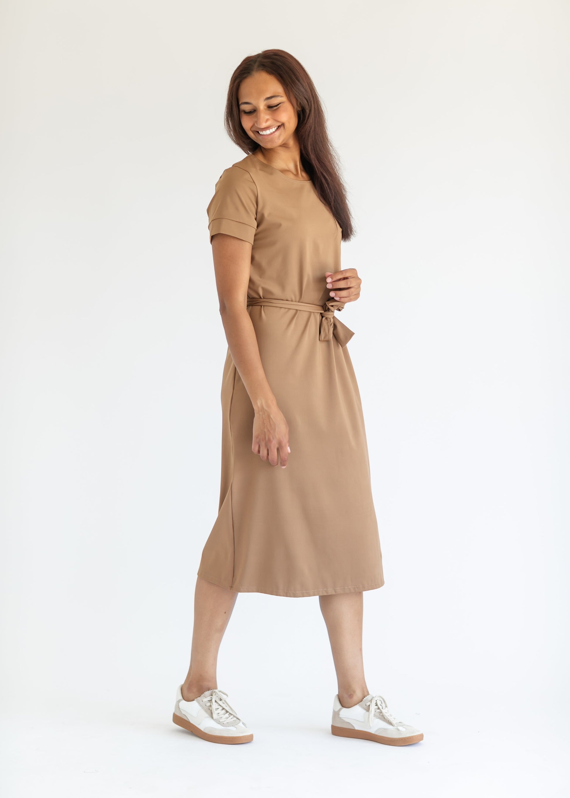 Lennox Classic Midi Dress-46" Camel IC Dresses