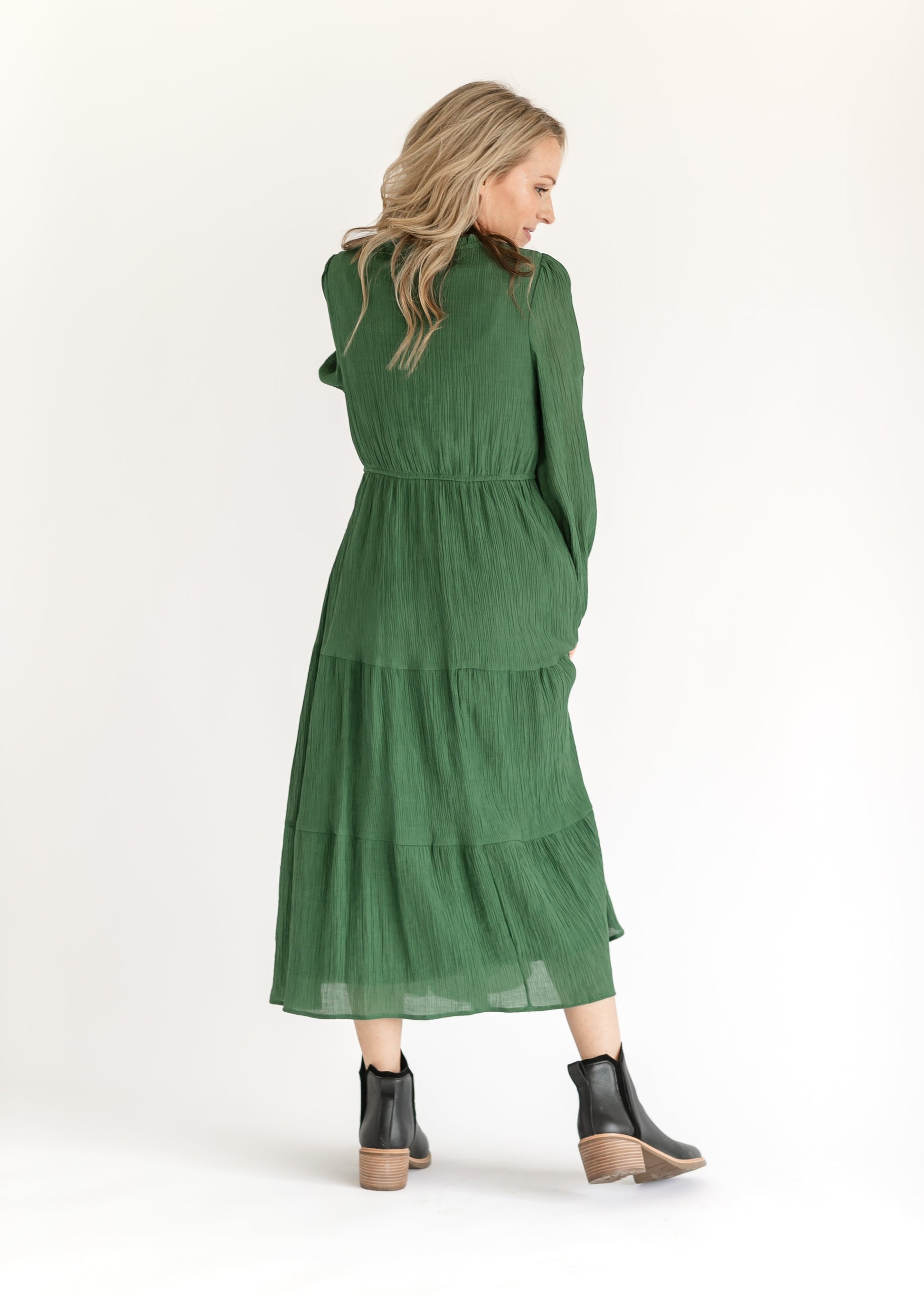 Long Sleeve Ruffle Flare Midi Dress FF Dresses