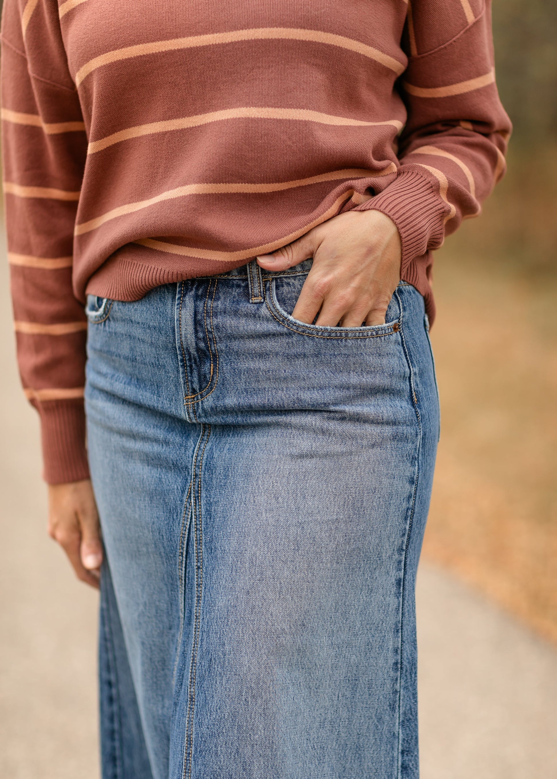 Low Rise A-line Denim Skirt FF Skirts