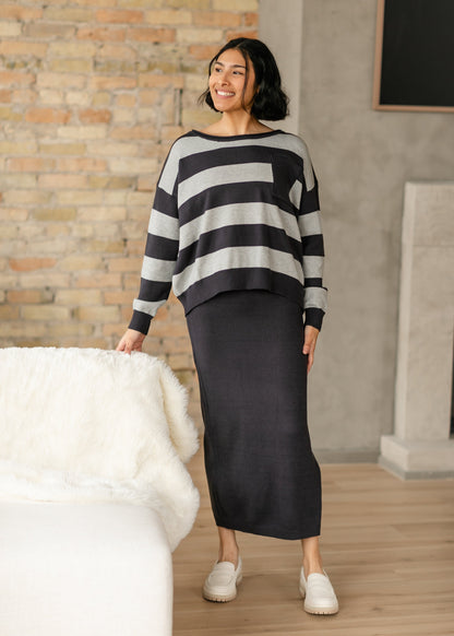 Navy Knit Pencil Skirt FF Skirts