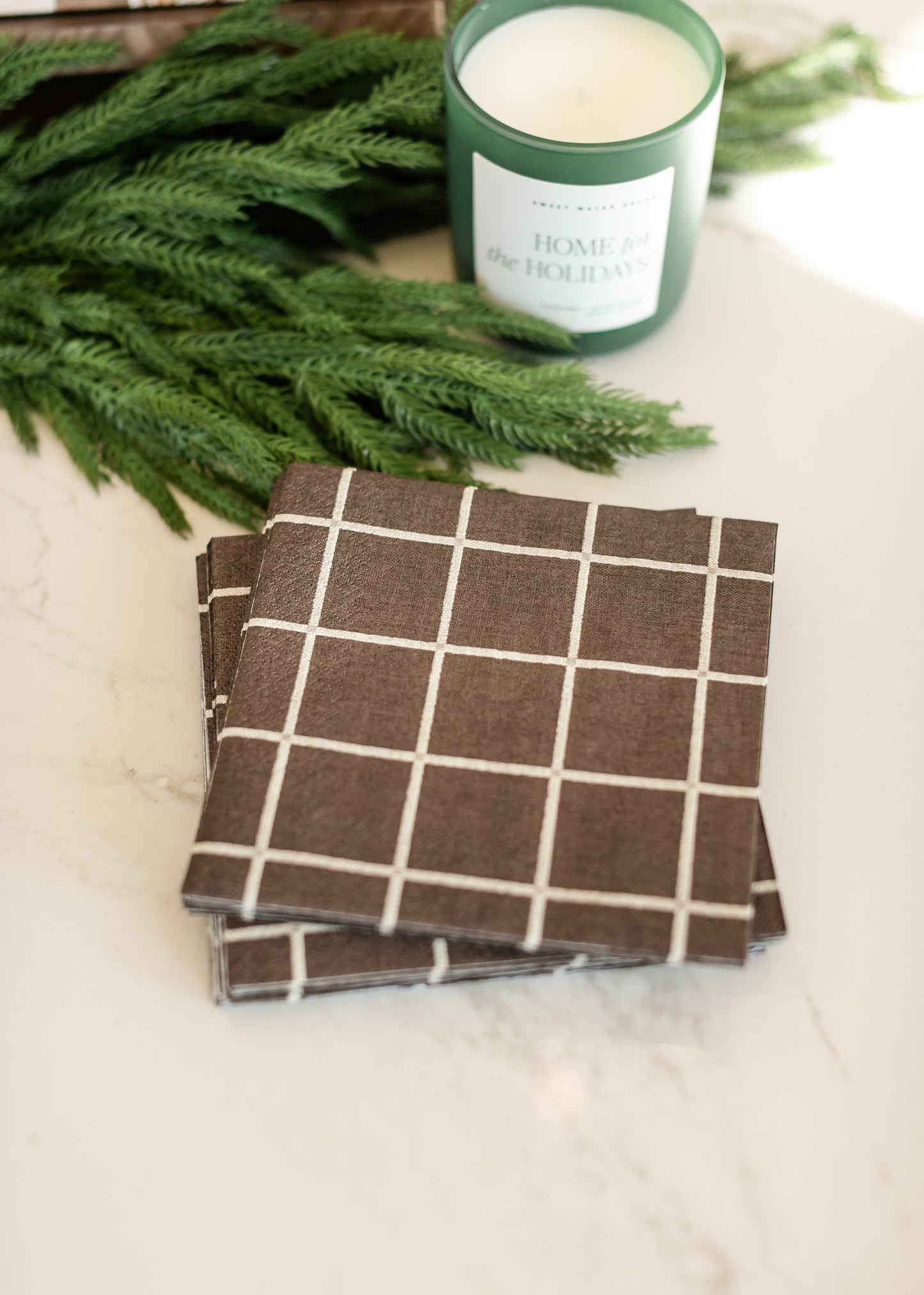 Paper Napkin Brown Squares FF Home + Lifestyle