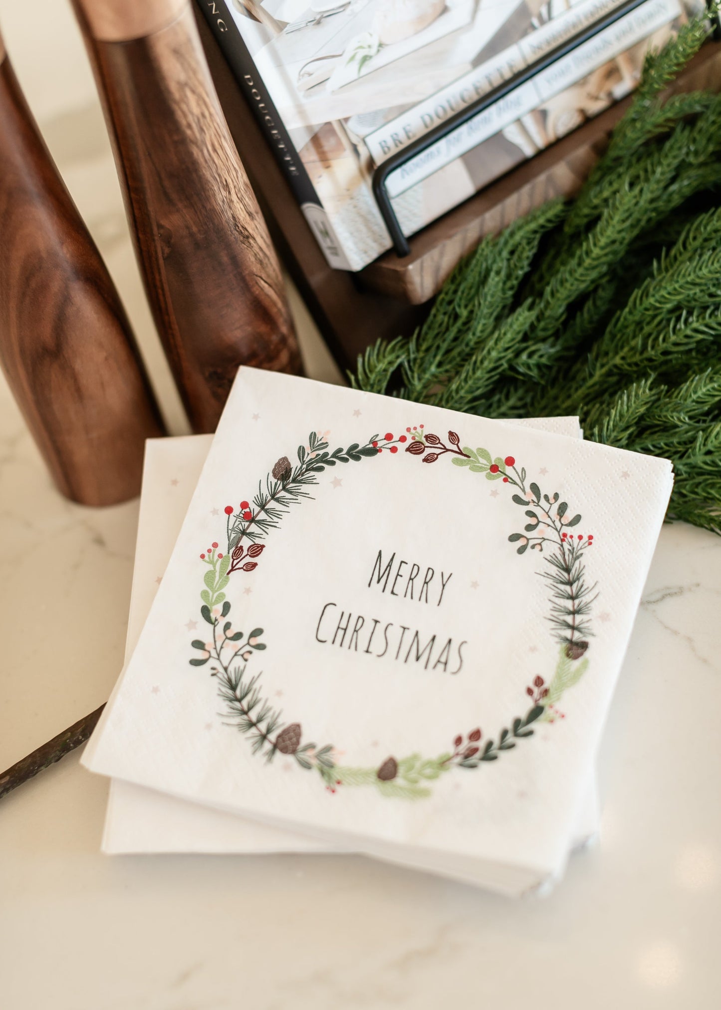 Paper Napkins Merry Christmas Wreath FF Home + Lifestyle