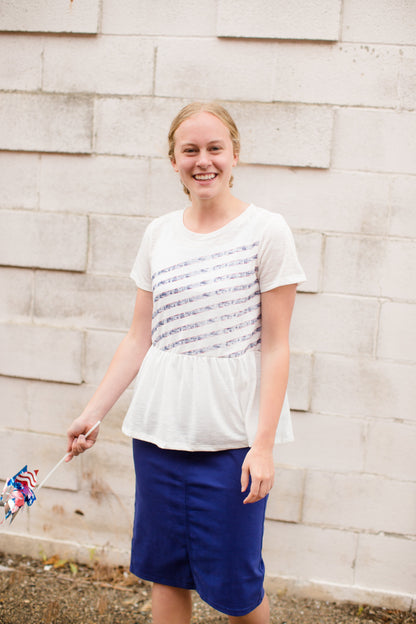 Patriotic Striped Peplum Jersey Top - FINAL SALE FF Tops