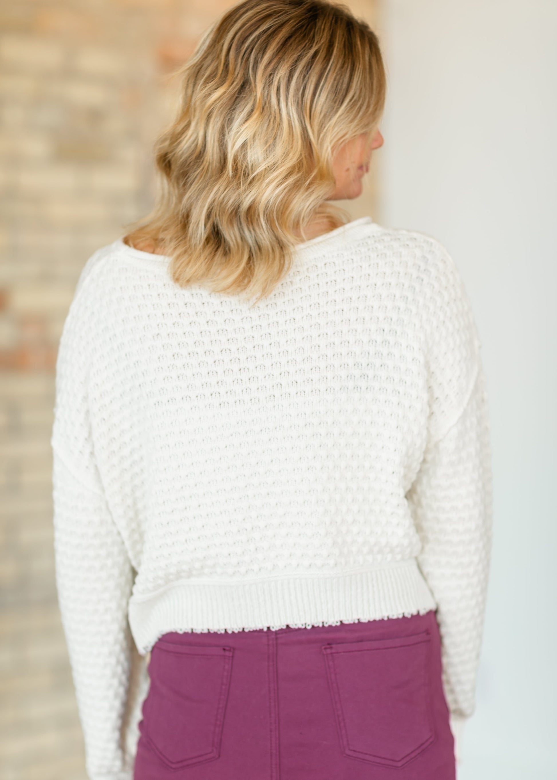 Peyton Raw Hem Bubble Sweater FF Tops