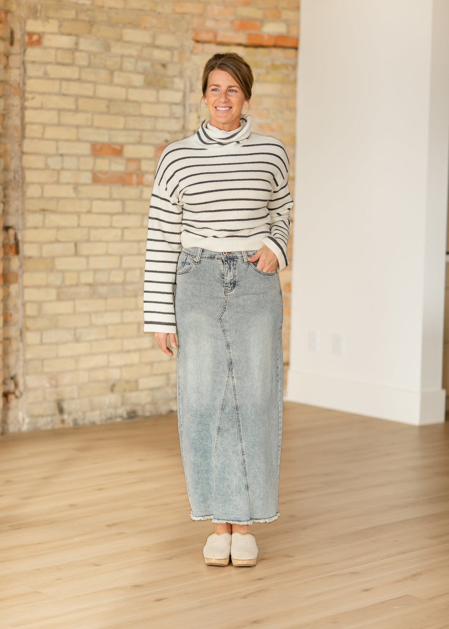 Piper A-line Long Denim Maxi Skirt IC Skirts