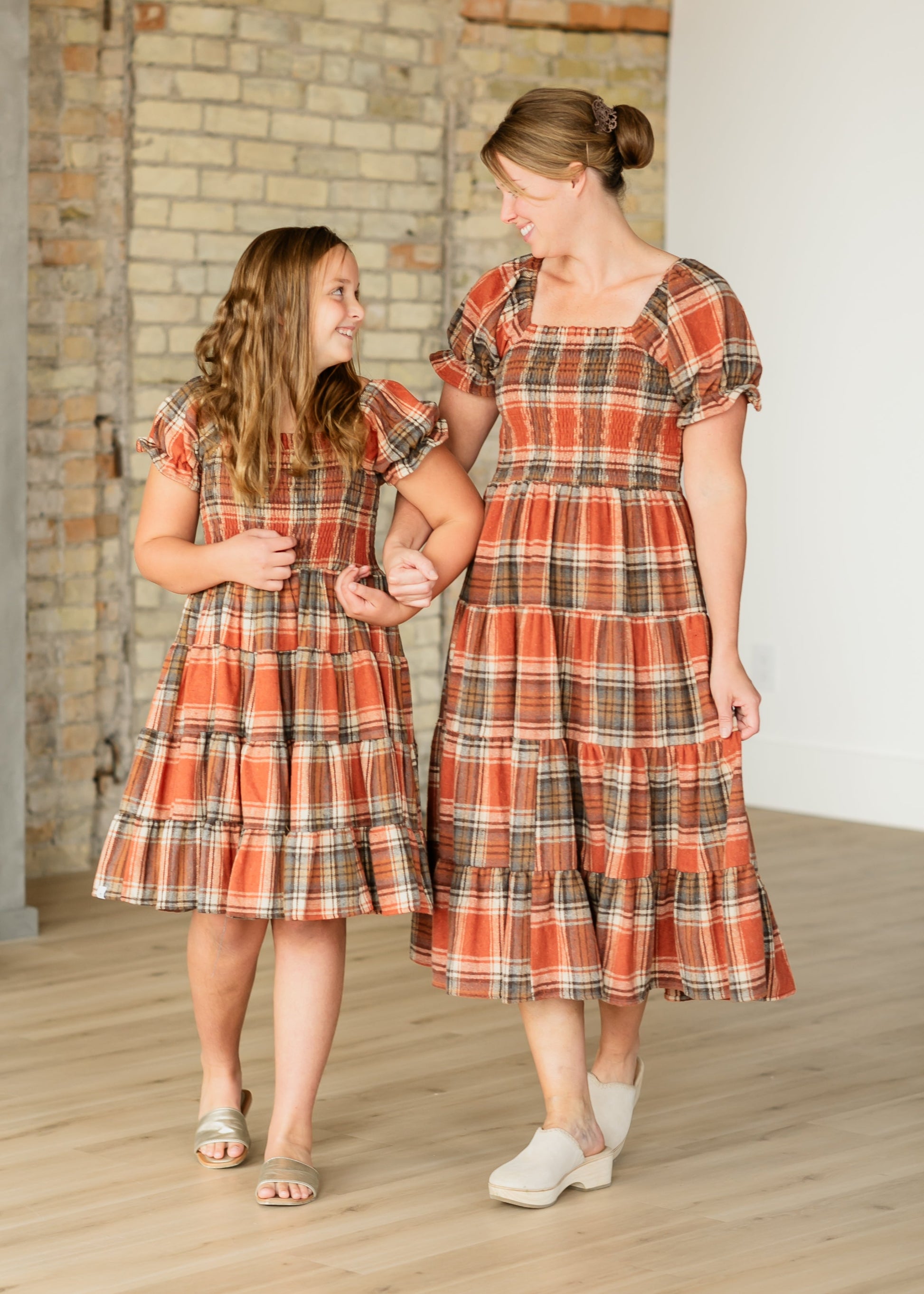 Plaid Tiered Short Sleeve Dress FF Dresses