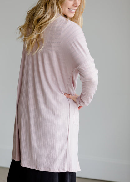 Pointelle Ribbed Pink Pocket Cardigan - FINAL SALE FF Layering Essentials