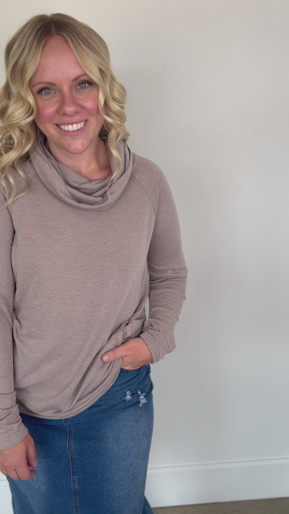 Cowl Neck French Terry Top - FINAL SALE