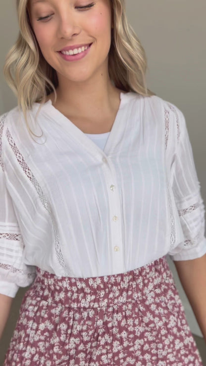 Elliot Lace Button Up Top - FINAL SALE