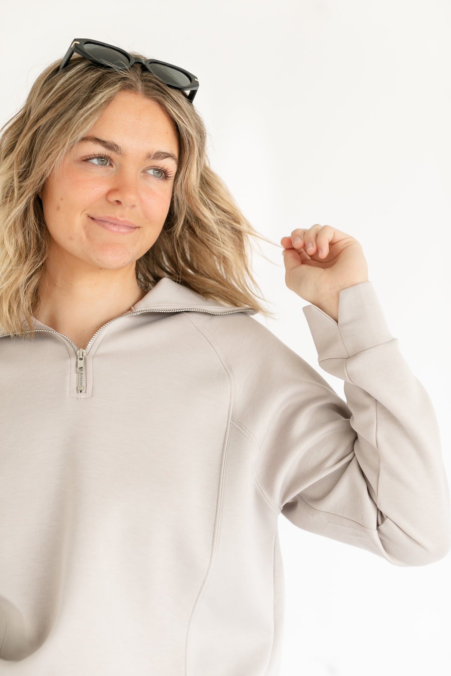 Quarter Zip Soft Modal Lounge Pullover Sweatshirt FF Tops