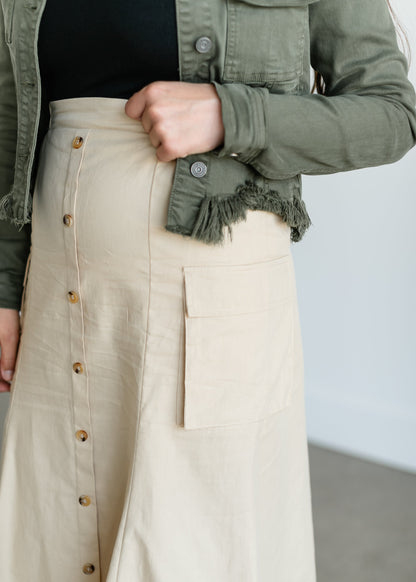 Raw Hem Olive Denim Jacket FF Tops