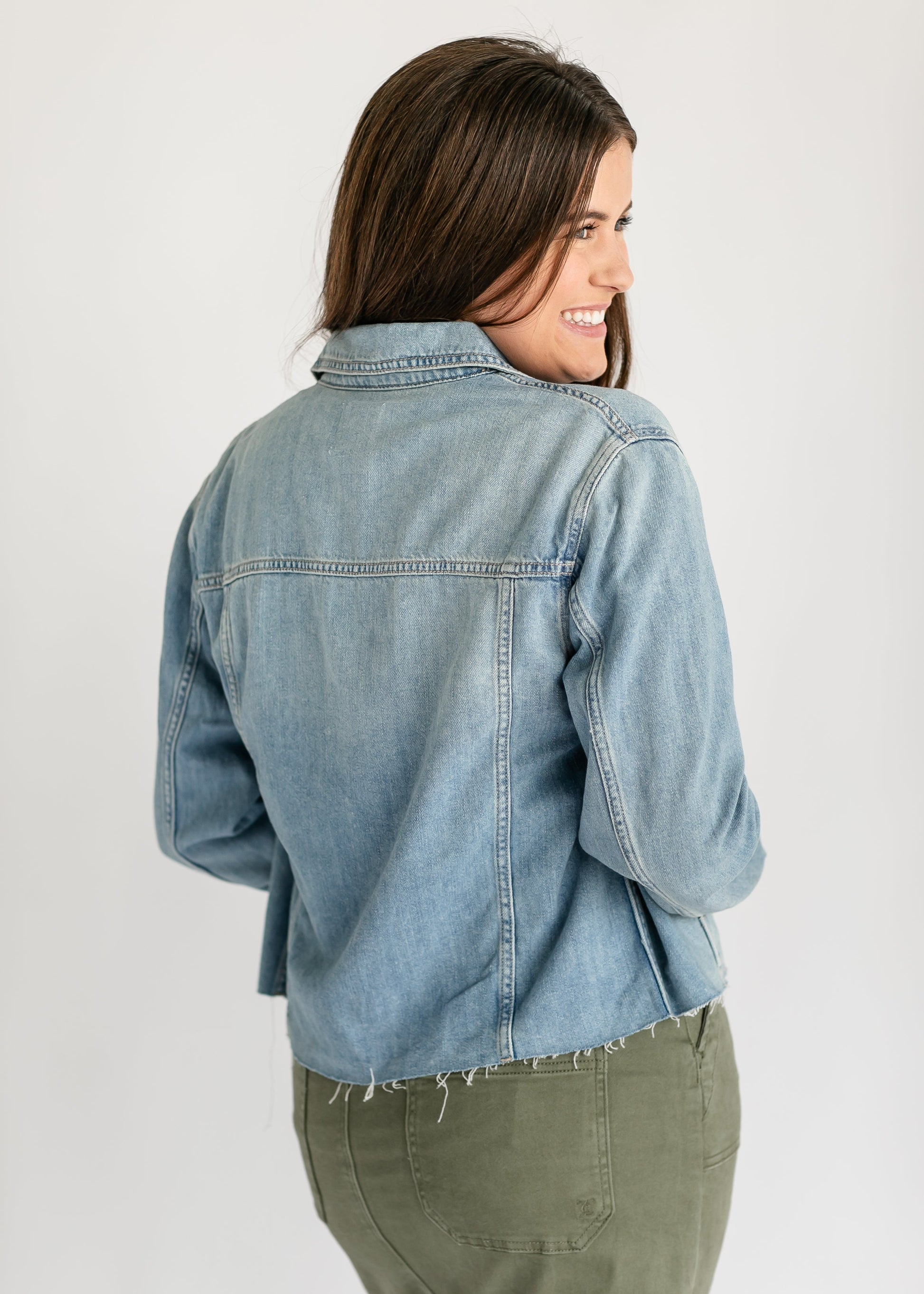 Raw Hem Trucker Denim Jacket FF Tops