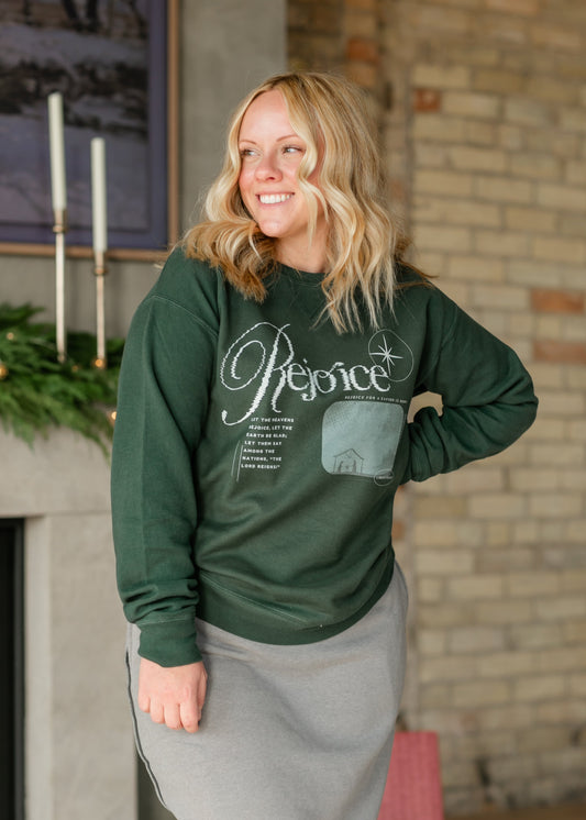 Rejoice Crewneck Green Sweatshirt FF Tops