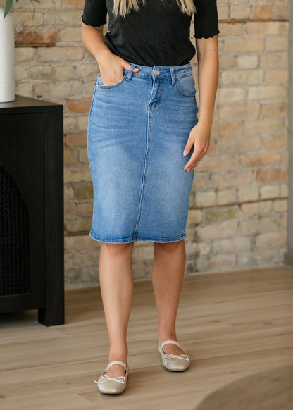 Remi Light Wash Denim Midi Skirt IC Skirts 24 Inch / 2