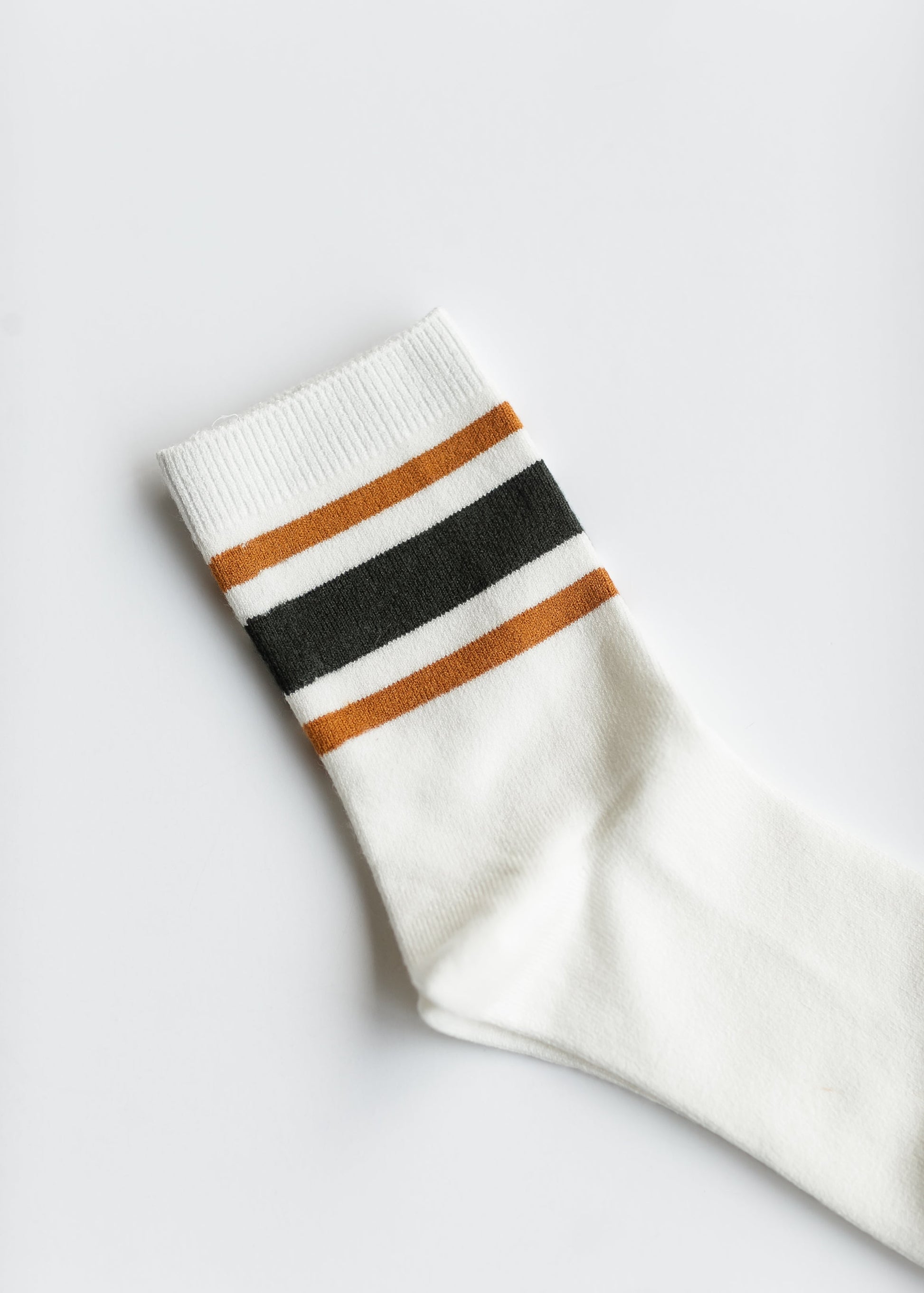 Retro Stripe Style Crew Socks Accessories Olive