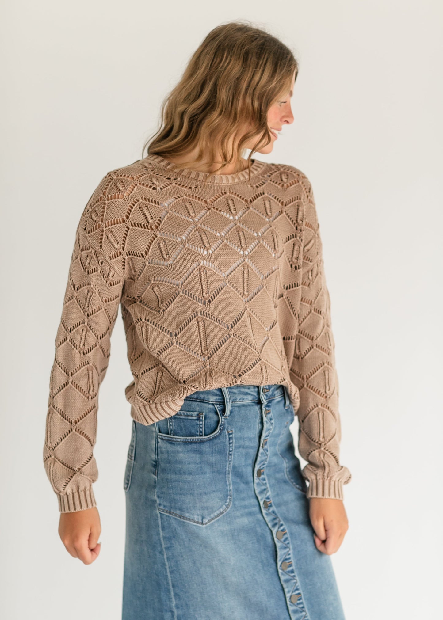 Rossio Pullover Diamond Knit Sweater FF Tops