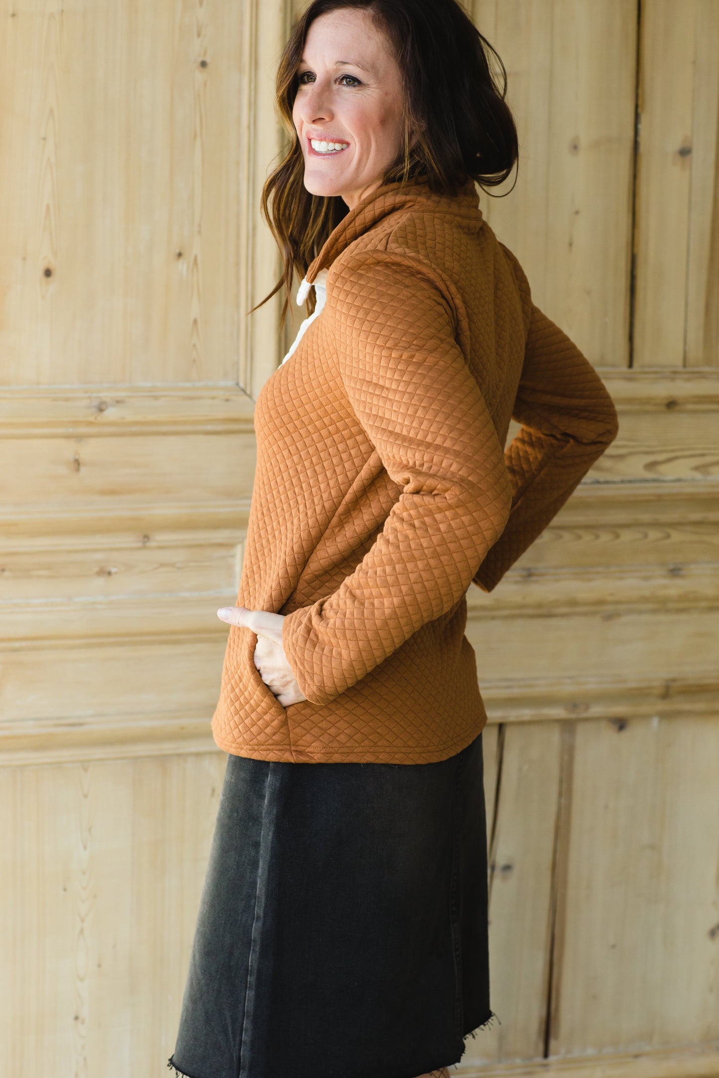 Rust Quilted Button Up Pullover - FINAL SALE Shirt