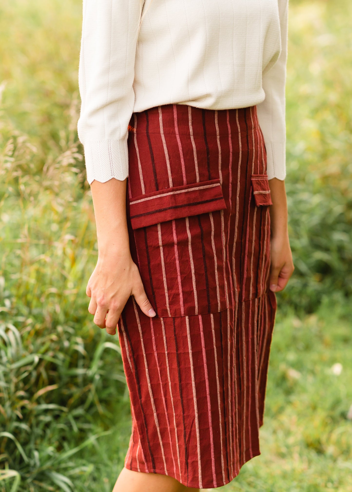 Rust Striped Midi Skirt - FINAL SALE Skirts