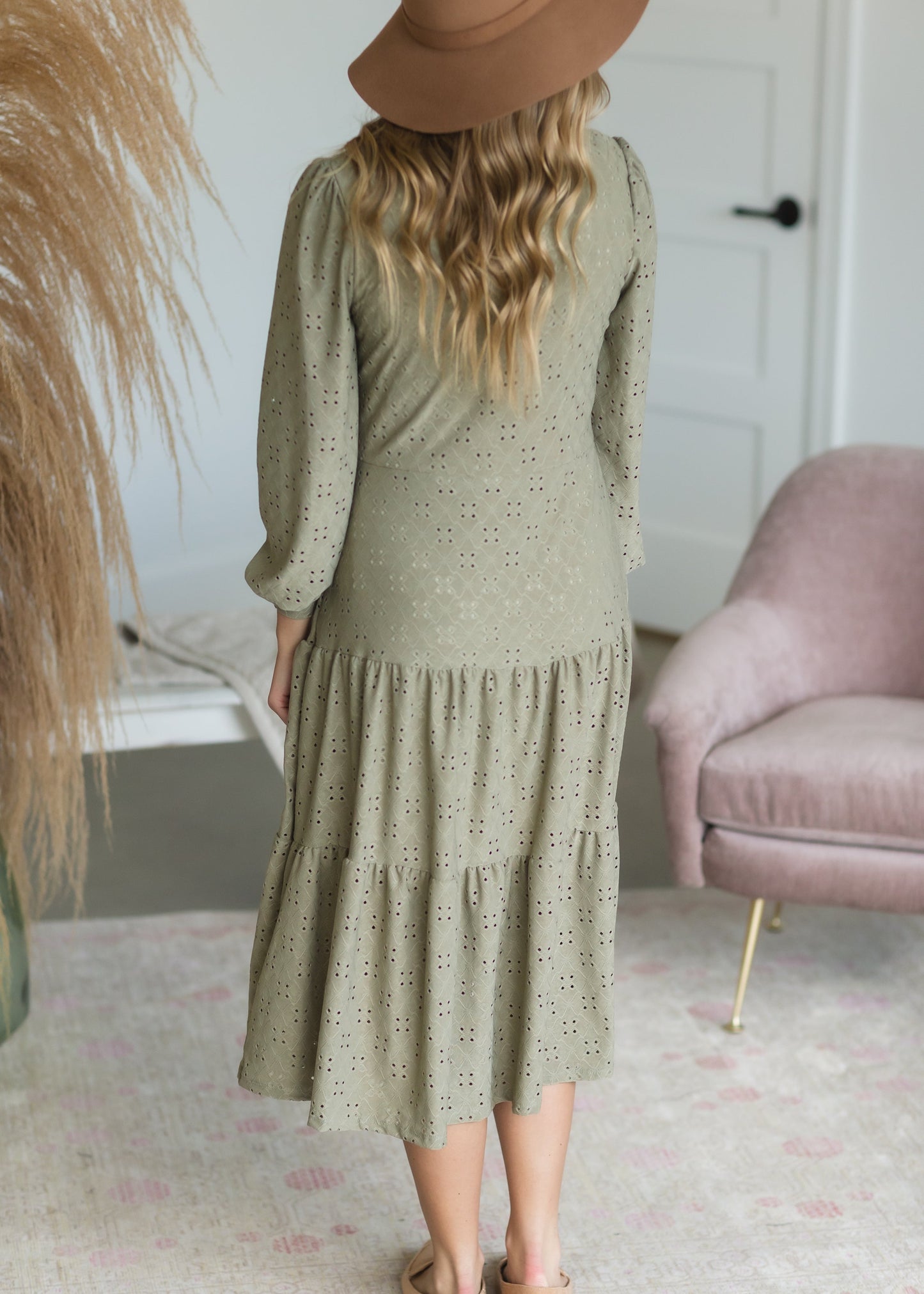 Sage Eyelet Knit Midi Dress - FINAL SALE Dresses