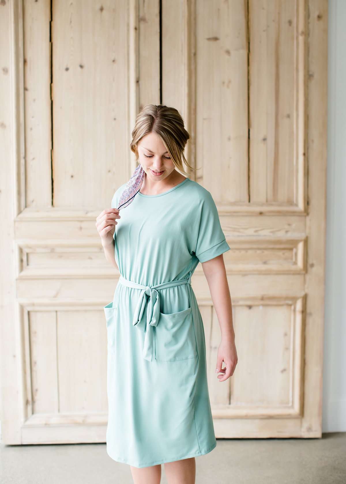 Sage Pocket and Sash Midi Dress - FINAL SALE Dresses