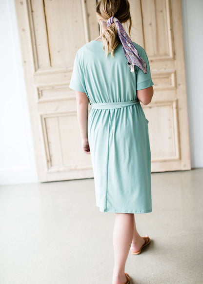 Sage Pocket and Sash Midi Dress - FINAL SALE Dresses