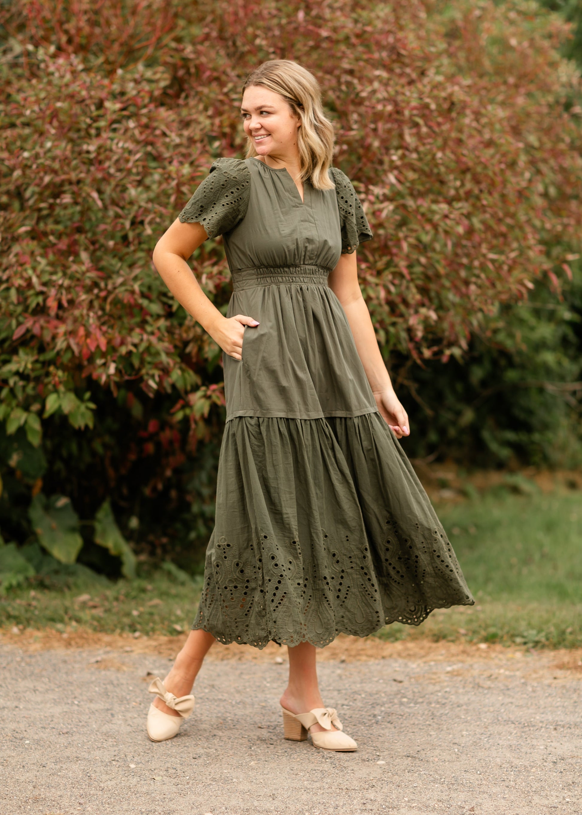 Scalloped Eyelet Maxi Dress FF Dresses