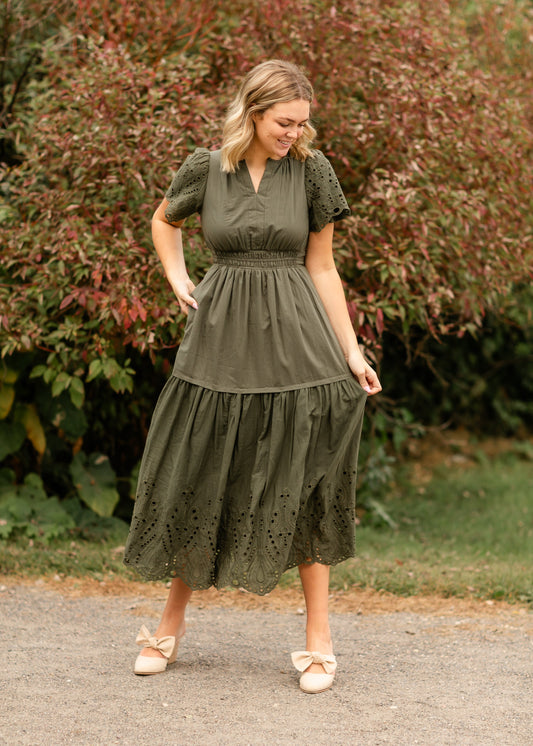 Scalloped Eyelet Maxi Dress FF Dresses