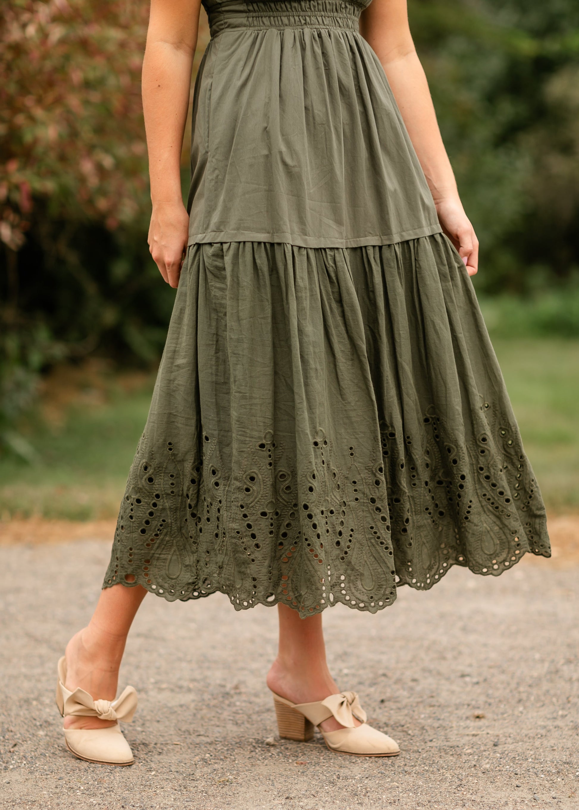 Scalloped Eyelet Maxi Dress FF Dresses