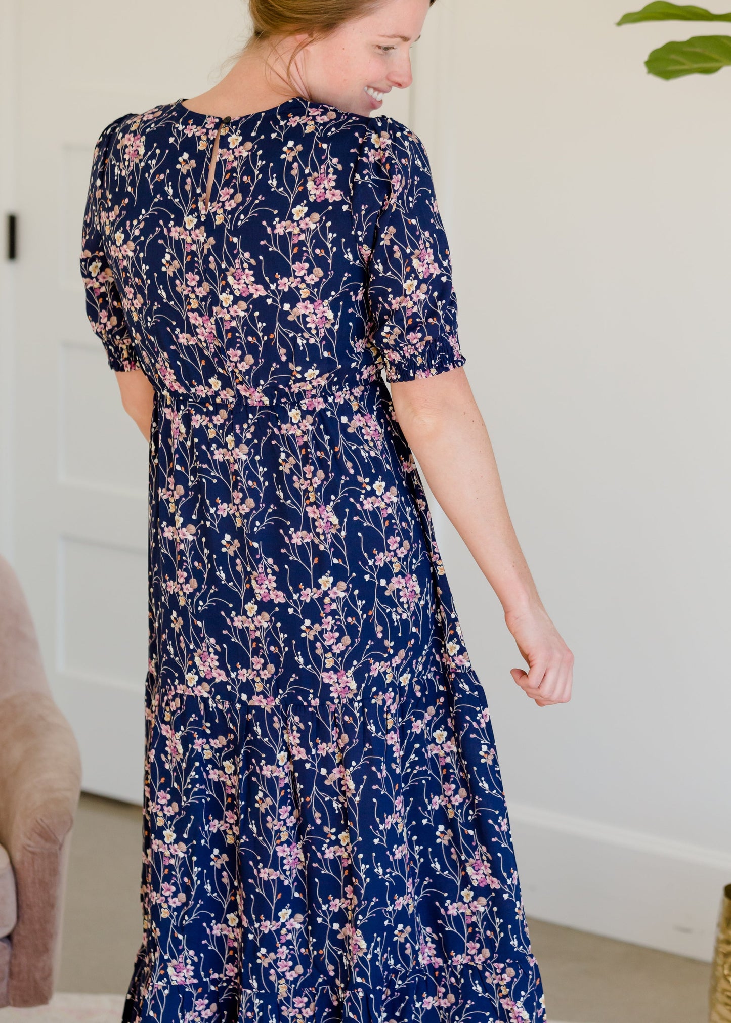 Short Puff Sleeve Floral Maxi Dress Dresses