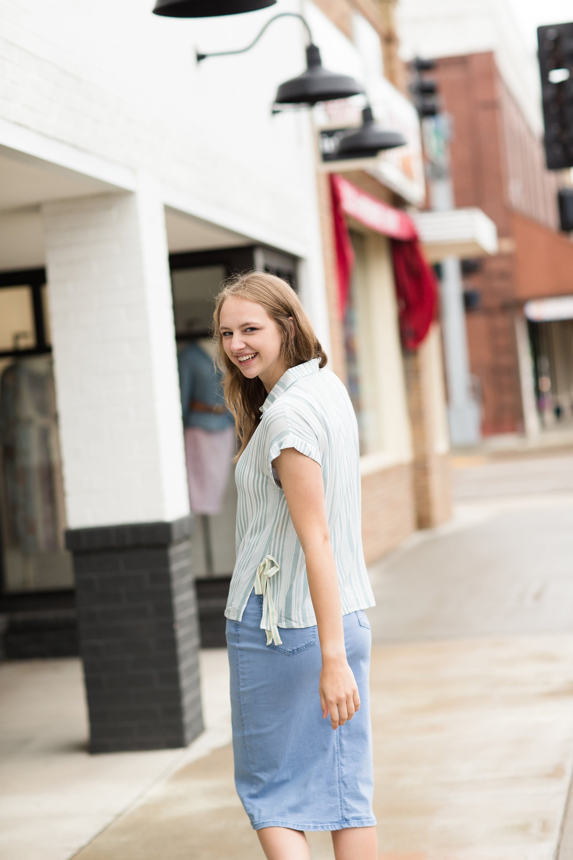 Side Tie Striped Button Up Top - FINAL SALE Tops